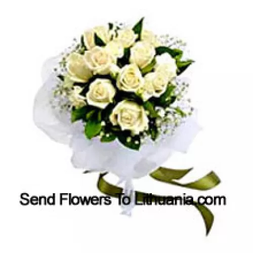 Bouquet de 11 roses blanches